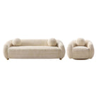 Manhattan Comfort Tribeca Mid-Century Modern 2-Piece Sofa Set in Cream