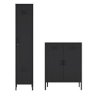 Manhattan Comfort Naomi Modern 2-Piece Metal Storage Cabinets in Black