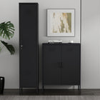 Manhattan Comfort Naomi Modern 2-Piece Metal Storage Cabinets in Black