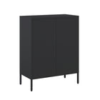 Manhattan Comfort Naomi Modern 2-Piece Metal Storage Cabinets in Black