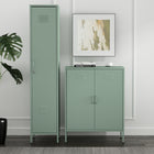 Manhattan Comfort Naomi Modern 2-Piece Metal Storage Cabinets in Sage Green
