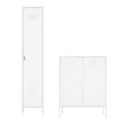 Manhattan Comfort Naomi Modern 2-Piece Metal Storage Cabinets in White