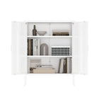 Manhattan Comfort Naomi Modern 2-Piece Metal Storage Cabinets in White
