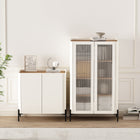 Manhattan Comfort Abbey Modern 2-Piece Accent Storage Cabinets in Maple and Off White