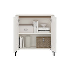 Manhattan Comfort Abbey Modern 2-Piece Accent Storage Cabinets in Maple and Off White