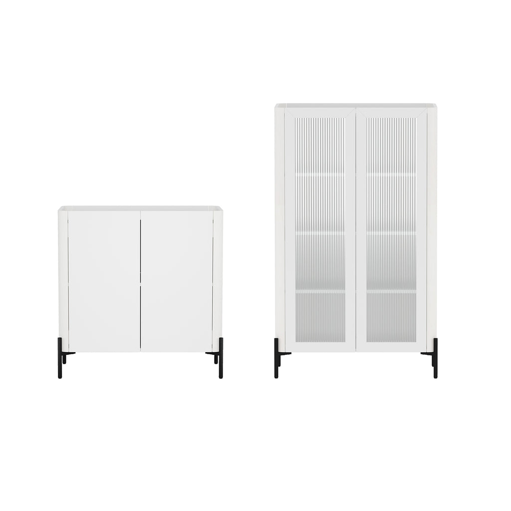 Manhattan Comfort Abbey Modern 2-Piece Accent Storage Cabinets in White