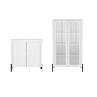 Manhattan Comfort Abbey Modern 2-Piece Accent Storage Cabinets in White