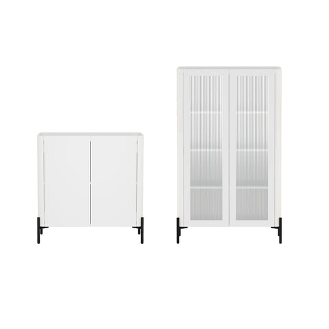 Manhattan Comfort Abbey Modern 2-Piece Accent Storage Cabinets in White