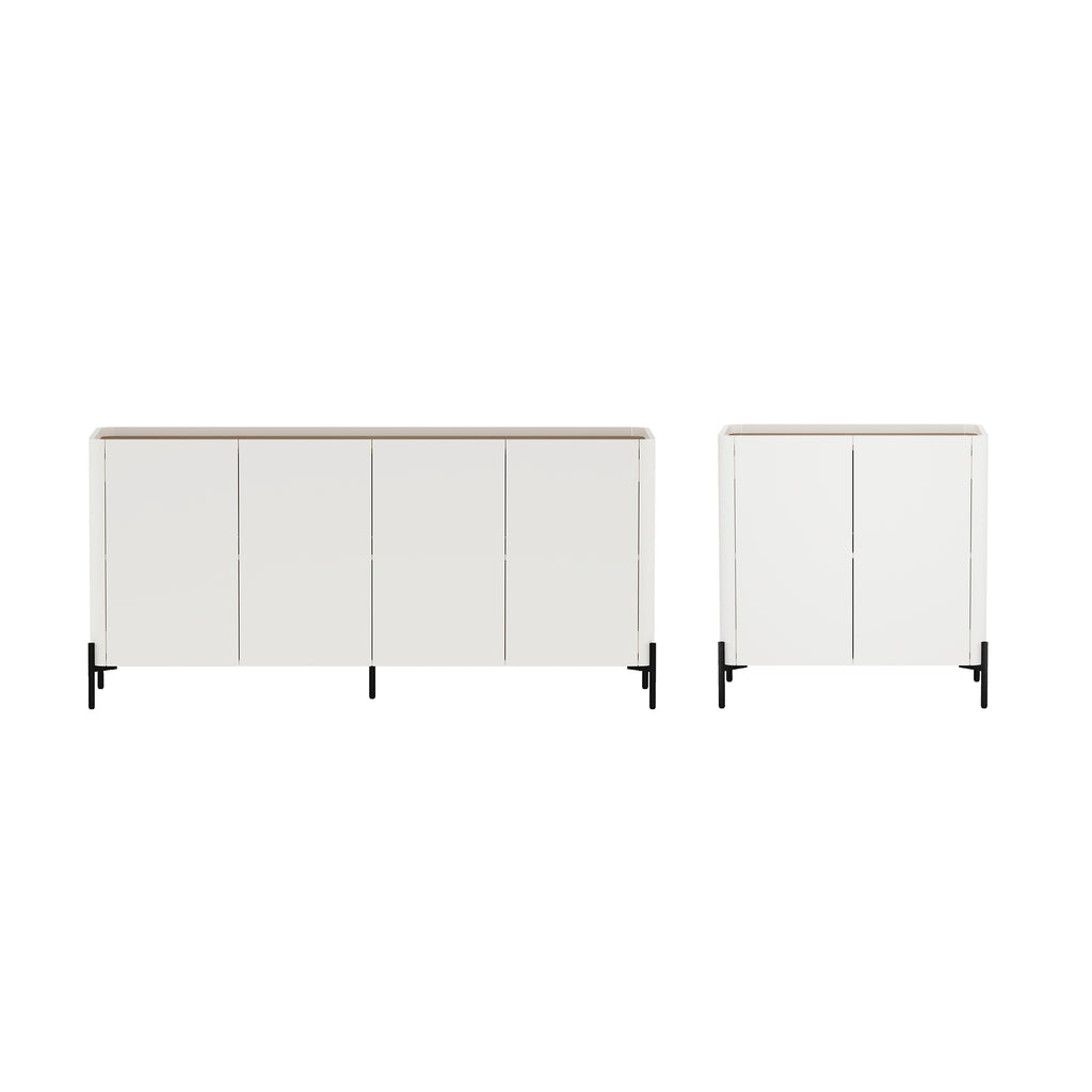 Manhattan Comfort Abbey Modern 2-Piece Buffet and Accent Cabinet in Maple and Off White