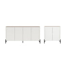 Manhattan Comfort Abbey Modern 2-Piece Buffet and Accent Cabinet in Maple and Off White