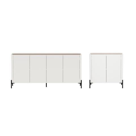 Manhattan Comfort Abbey Modern 2-Piece Buffet and Accent Cabinet in Maple and Off White