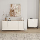 Manhattan Comfort Abbey Modern 2-Piece Buffet and Accent Cabinet in Maple and Off White