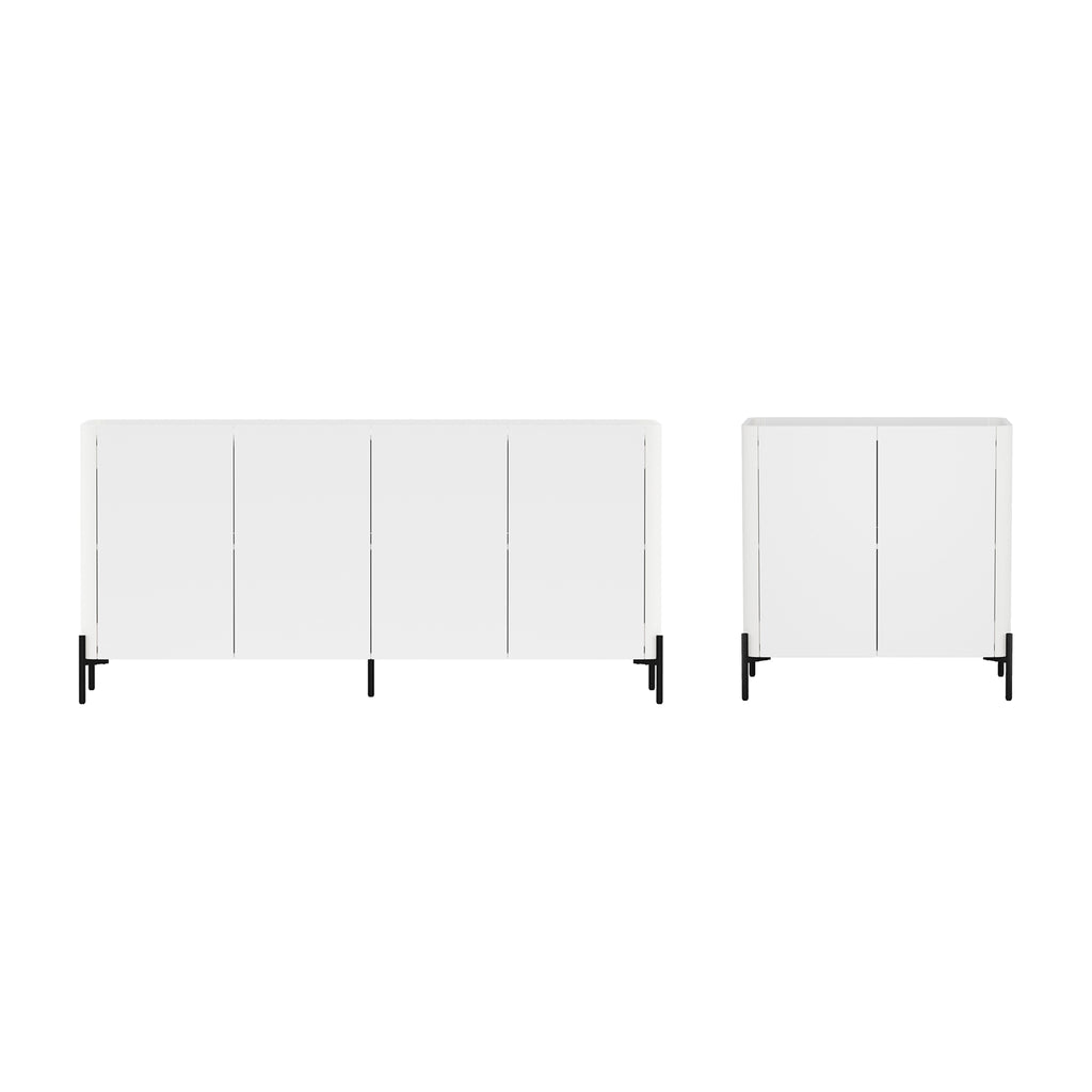 Manhattan Comfort Abbey Modern 2-Piece Buffet and Accent Cabinet in White