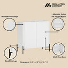 Manhattan Comfort Abbey Modern 2-Piece Buffet and Accent Cabinet in White