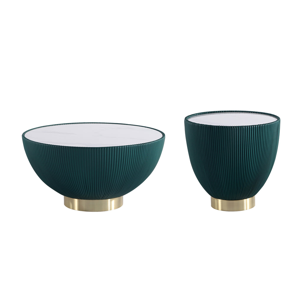 Manhattan Comfort Anderson Modern 2-Piece Coffee Table & End Table Set in Green