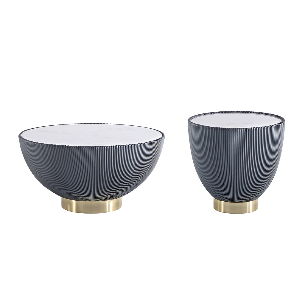 Manhattan Comfort Anderson Modern 2-Piece Coffee Table & End Table Set in Gray