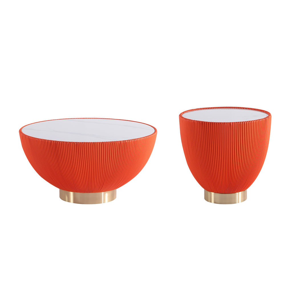 Manhattan Comfort Anderson Modern 2-Piece Coffee Table & End Table Set in Orange