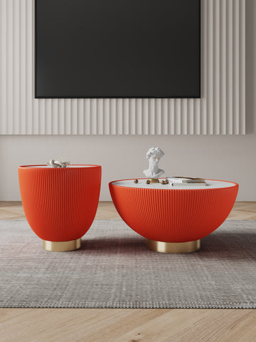 Manhattan Comfort Anderson Modern 2-Piece Coffee Table & End Table Set in Orange