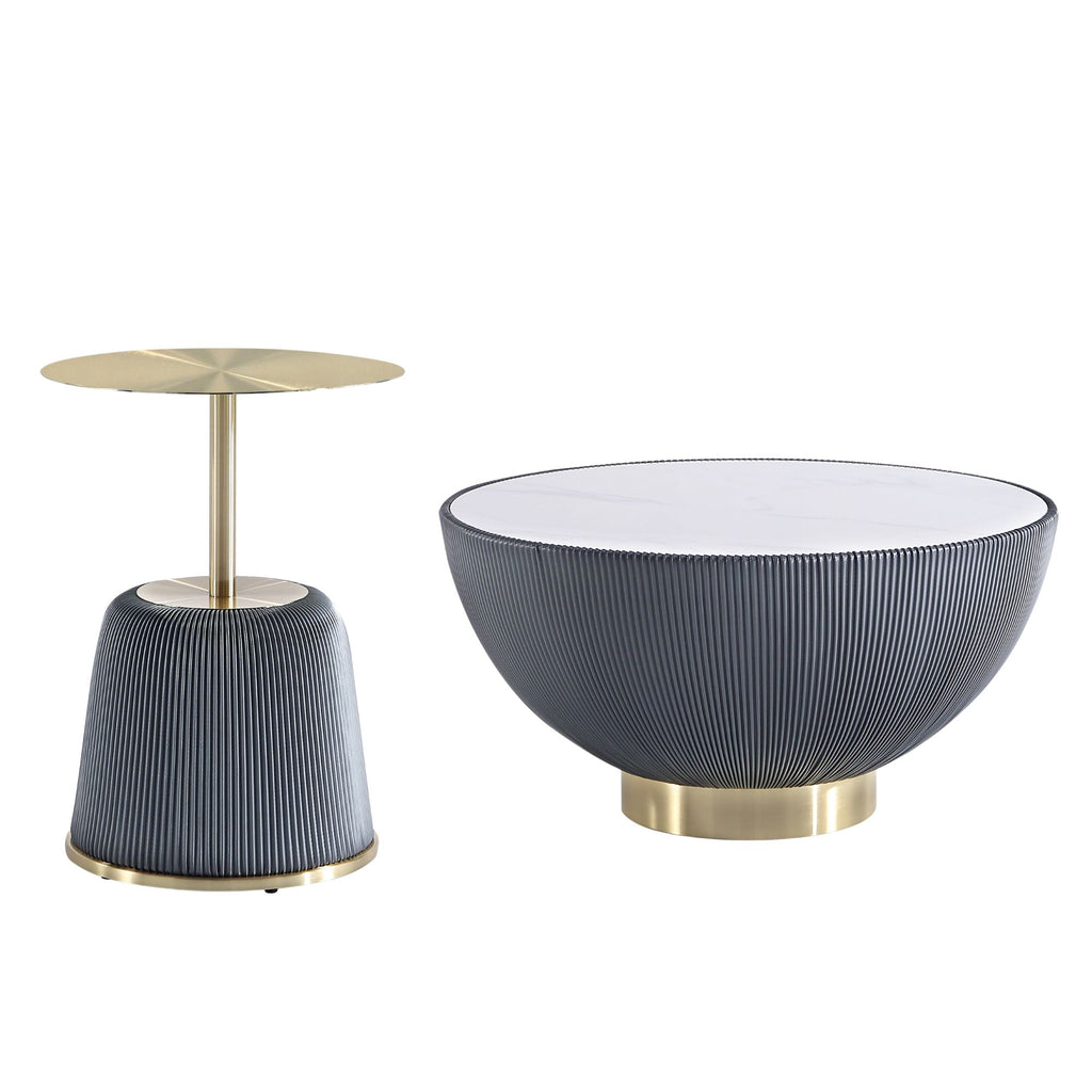 Manhattan Comfort Anderson Modern 2-Piece Coffee Table & End Table Set in Gray