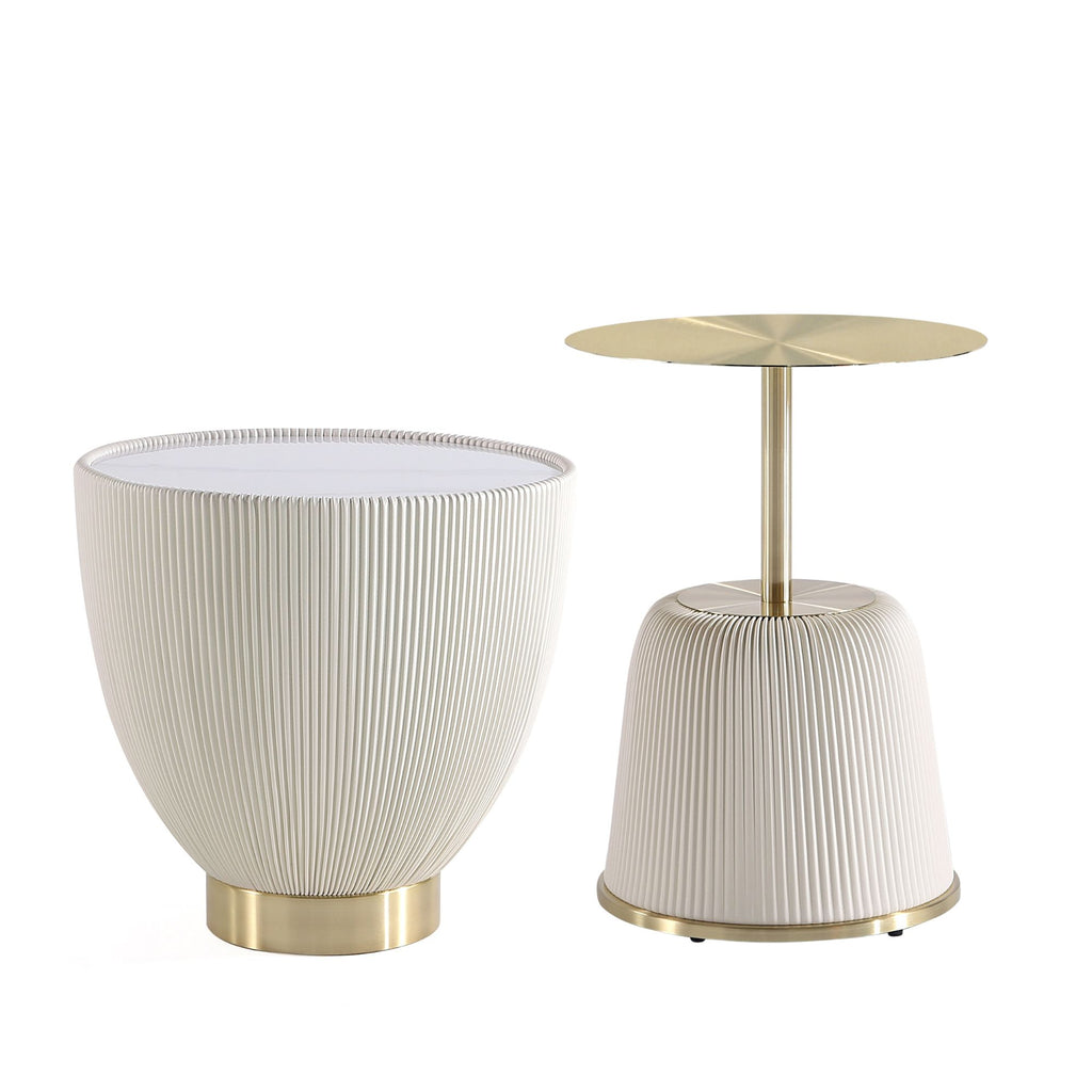 Manhattan Comfort Anderson Modern 2-Piece End Table in Cream