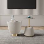 Manhattan Comfort Anderson Modern 2-Piece End Table in Cream