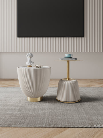 Manhattan Comfort Anderson Modern 2-Piece End Table in Cream