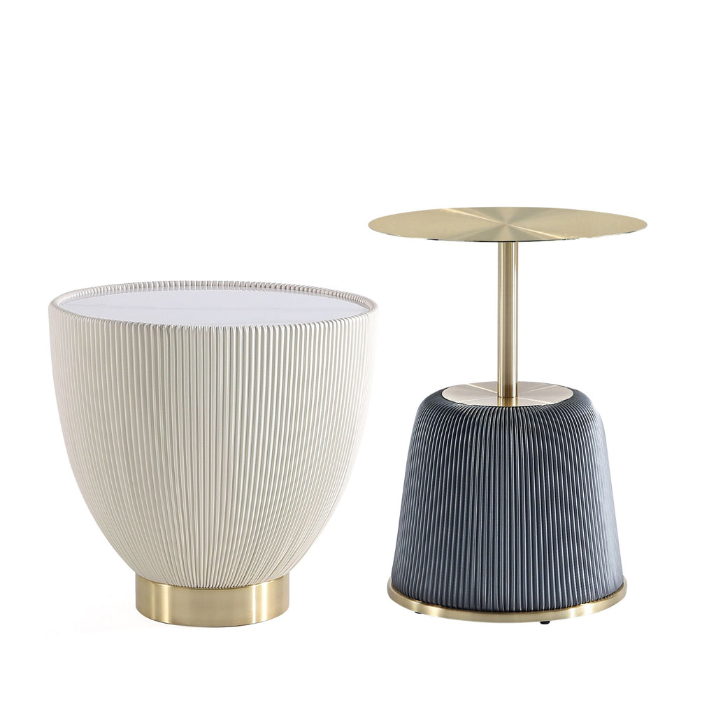 Manhattan Comfort Anderson Modern 2-Piece End Table in Gray and Cream