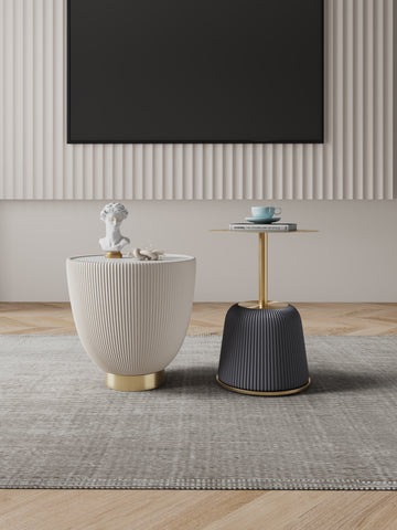 Manhattan Comfort Anderson Modern 2-Piece End Table in Gray and Cream