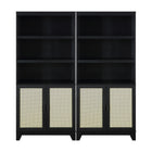 Manhattan Comfort Sheridan Mid-Century Modern 31" Bookcase Cabinet in Black (7-Shelf) - Set of 2