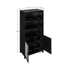 Manhattan Comfort Sheridan Mid-Century Modern 31" Bookcase Cabinet in Black (7-Shelf) - Set of 2