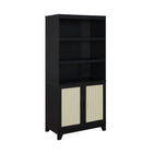 Manhattan Comfort Sheridan Mid-Century Modern 31" Bookcase Cabinet in Black (7-Shelf) - Set of 2