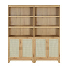 Manhattan Comfort Sheridan Mid-Century Modern 31" Bookcase Cabinet in Natural (7-Shelf) - Set of 2