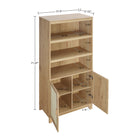 Manhattan Comfort Sheridan Mid-Century Modern 31" Bookcase Cabinet in Natural (7-Shelf) - Set of 2