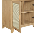 Manhattan Comfort Sheridan Mid-Century Modern 31" Bookcase Cabinet in Natural (7-Shelf) - Set of 2