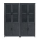 Manhattan Comfort Jodie Mid-Century Modern 31" Bookcase Cabinet in Charcoal Gray (6-Shelf) - Set of 2