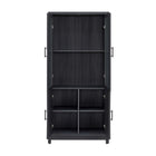 Manhattan Comfort Jodie Mid-Century Modern 31" Bookcase Cabinet in Charcoal Gray (6-Shelf) - Set of 2