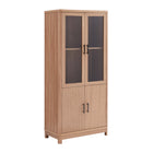 Manhattan Comfort Jodie Mid-Century Modern 31" Bookcase Cabinet in Maple (6-Shelf) - Set of 2