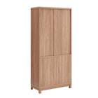 Manhattan Comfort Jodie Mid-Century Modern 31" Bookcase Cabinet in Maple (6-Shelf) - Set of 2
