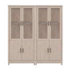 Manhattan Comfort Jodie Mid-Century Modern 31" Bookcase Cabinet in Whitewashed Oak (6-Shelf) - Set of 2