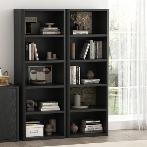 Manhattan Comfort Rivington Modern 28" Open Bookcase in Black - Set of 2