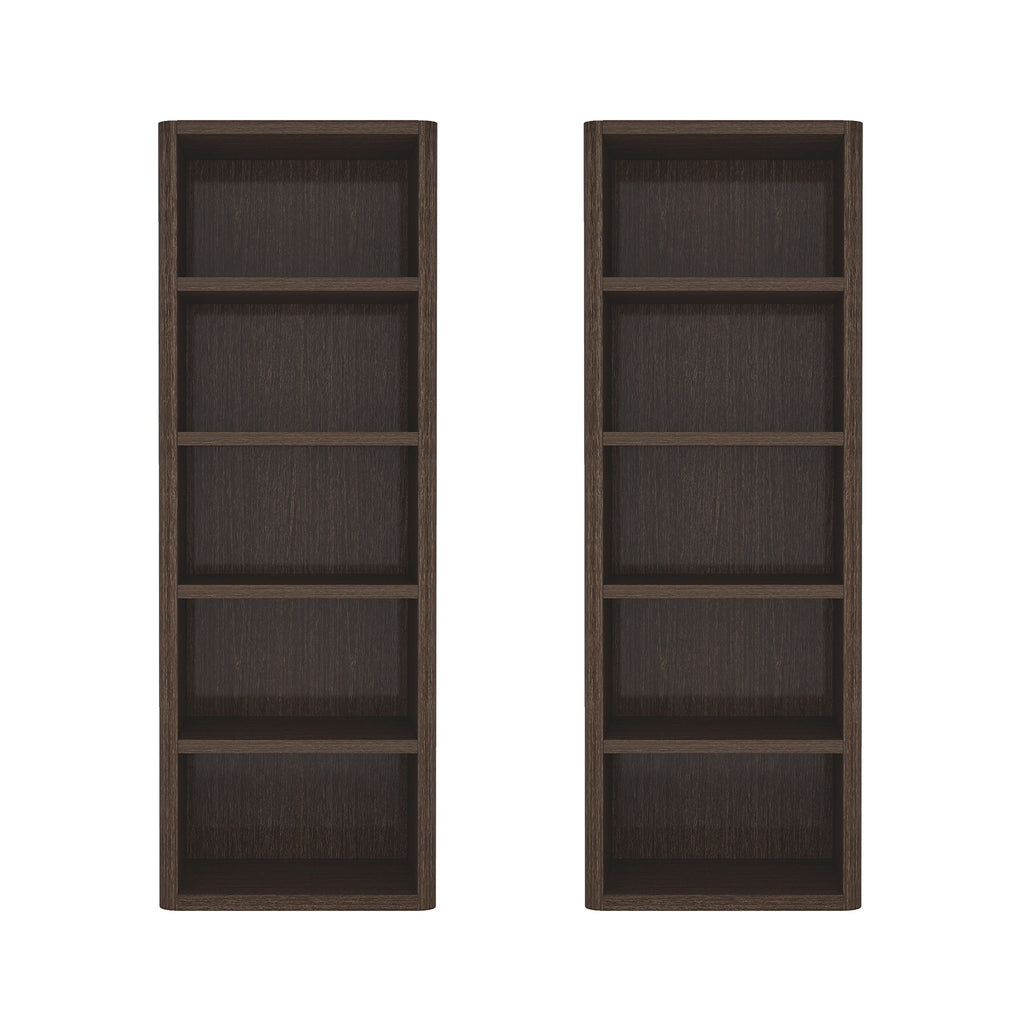 Manhattan Comfort Rivington Modern 28" Open Bookcase in Dark Walnut - Set of 2