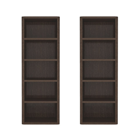 Manhattan Comfort Rivington Modern 28" Open Bookcase in Dark Walnut - Set of 2