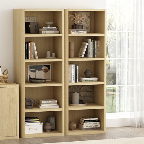 Manhattan Comfort Rivington Modern 28" Open Bookcase in Natural Oak - Set of 2