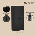 Manhattan Comfort Rivington Modern 38" Bookcase Cabinet in Black - Set of 2 - 2-BC004-BK