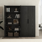 Manhattan Comfort Rivington Modern 38" Bookcase Cabinet in Black - Set of 2 - 2-BC004-BK