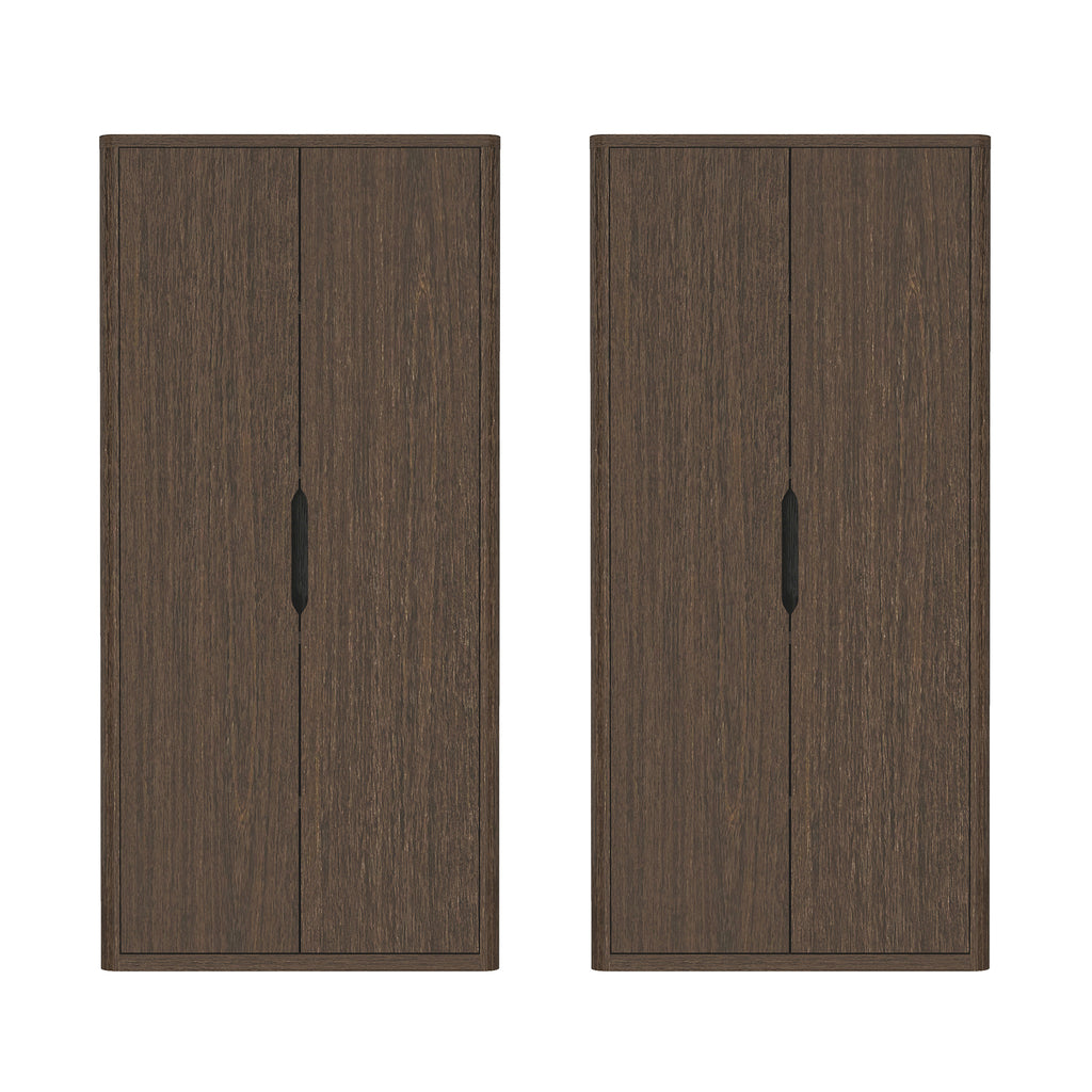 Manhattan Comfort Rivington Modern 38" Bookcase Cabinet in Walnut - Set of 2