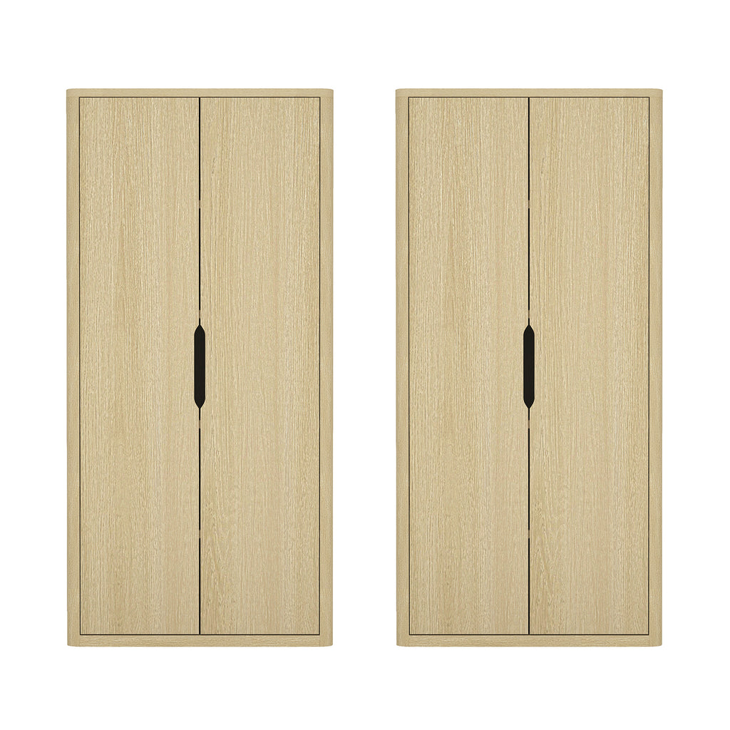 Manhattan Comfort Rivington Modern 38" Bookcase Cabinet in Natural Oak - Set of 2