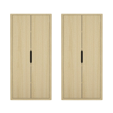 Manhattan Comfort Rivington Modern 38" Bookcase Cabinet in Natural Oak - Set of 2