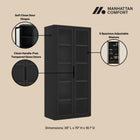 Manhattan Comfort Rivington Modern 38" Bookcase Cabinet in Black - Set of 2 - 2-BC005-BK