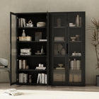Manhattan Comfort Rivington Modern 38" Bookcase Cabinet in Black - Set of 2 - 2-BC005-BK